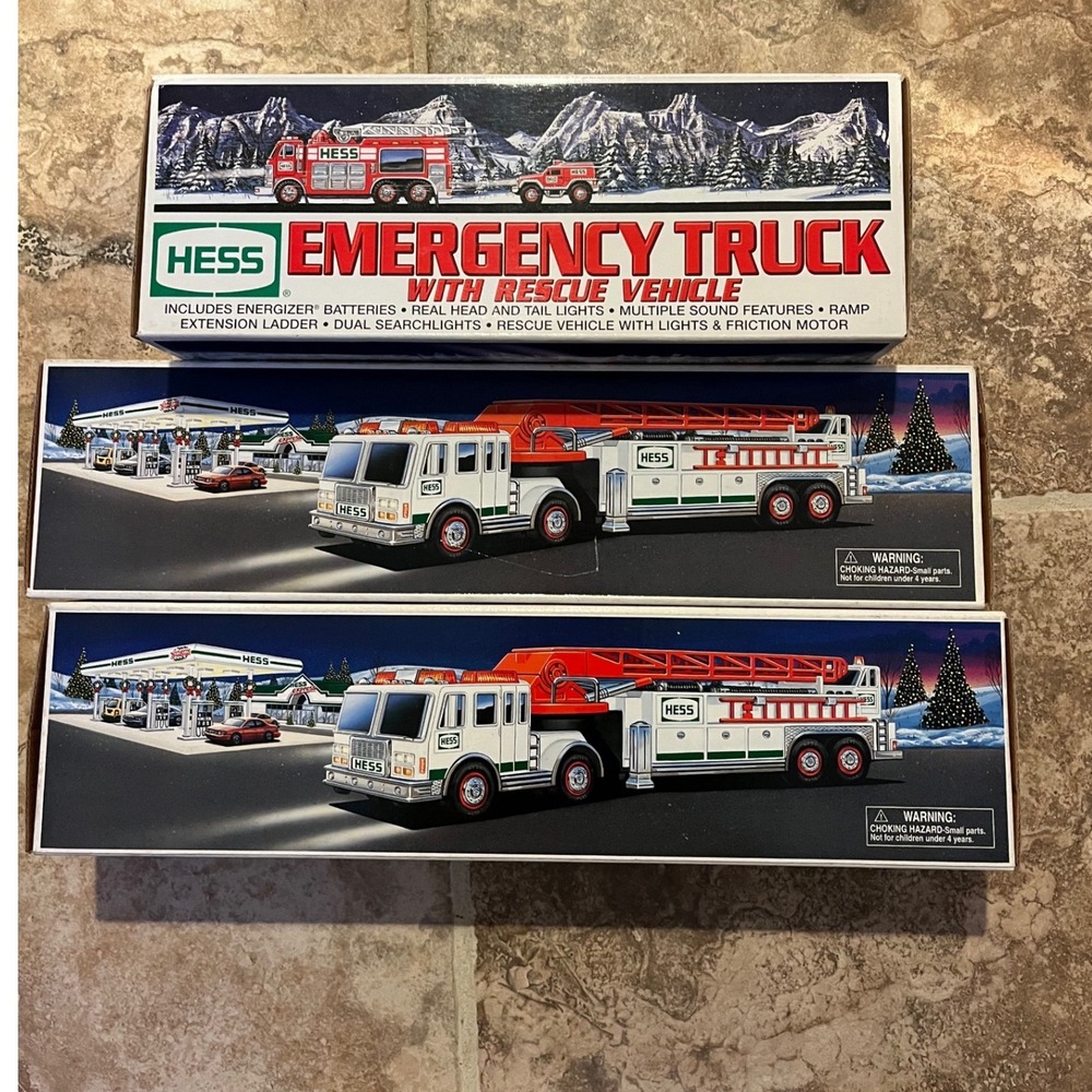Y2K Lot of 3 Vintage Hess Toy Trucks Emergency Truck Boxed